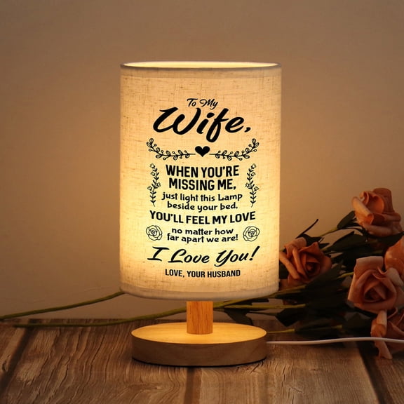 To My Wife Sentimental Lamp - Romantic Gift with Heartfelt Message, USB-Powered Wooden Base Night Light for Bedroom