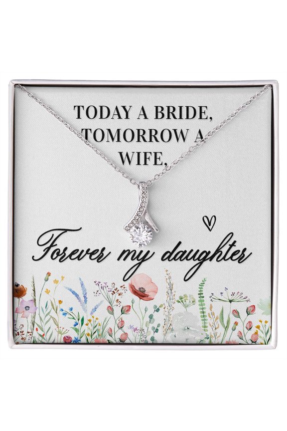 To My Wife Today a Bride Alluring Ribbon Necklace Message Card