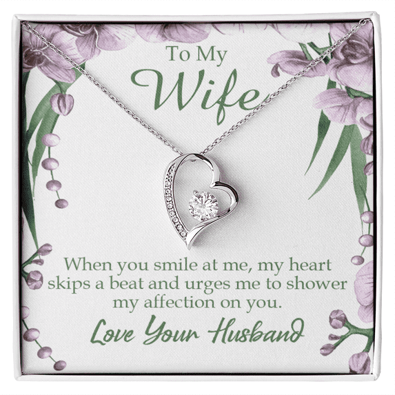 To My Wife When You Smile at Me Forever Necklace w Message Card