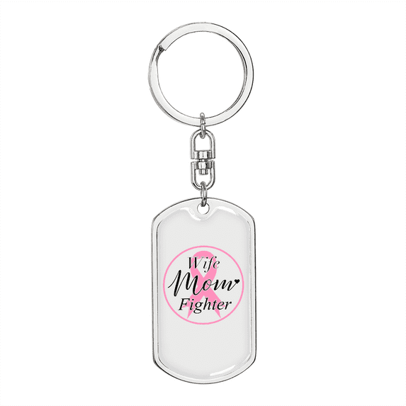 To My Wife  Wife Mom Fighter Stainless Steel or 18k Gold Premium Swivel Dog Tag Keychain