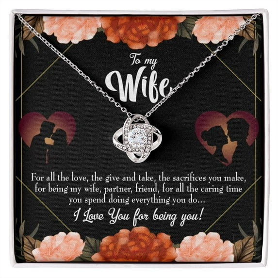 To My Wife Wife Partner Friend Infinity Knot Necklace Message Card