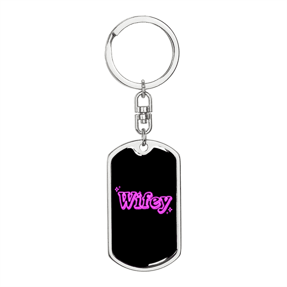 To My Wife Wifey Stainless Steel or 18k Gold Premium Swivel Dog Tag Keychain