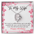 thumbnail image 1 of To My Wife Wonderful Best Friend Wife Birthday Message Forever Necklace w Message Card, 1 of 20