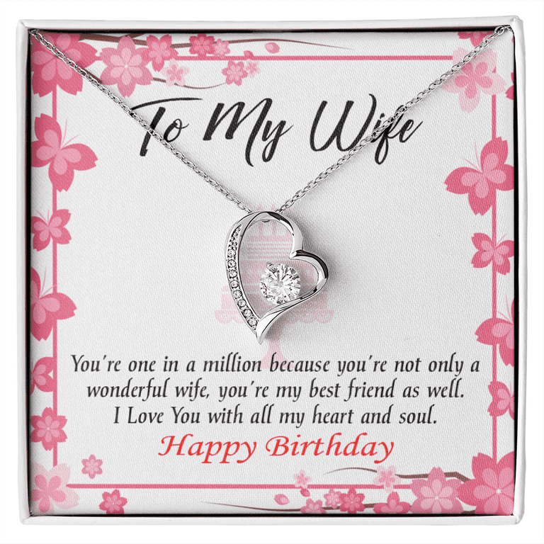Birthday Gift for Wife, Wife Birthday, Happy Birthday Beautiful Wife,  Diamond Heart Necklace, Wife Gift, Soulmate Gift, Wife Necklace Gift