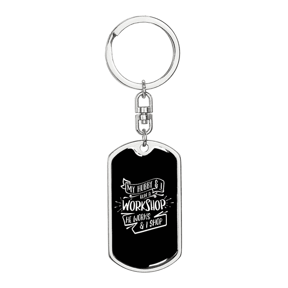 To My Wife Workshop Stainless Steel or 18k Gold Premium Swivel Dog Tag Keychain