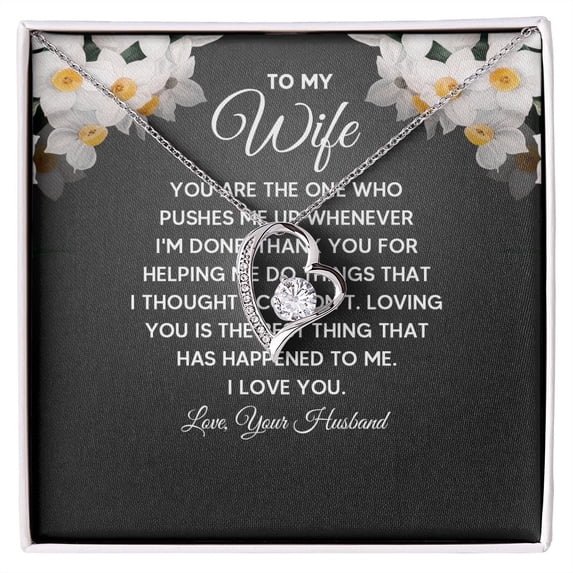 To My Wife You Are The One Who Pushes Me Up Forever Necklace w Message Card