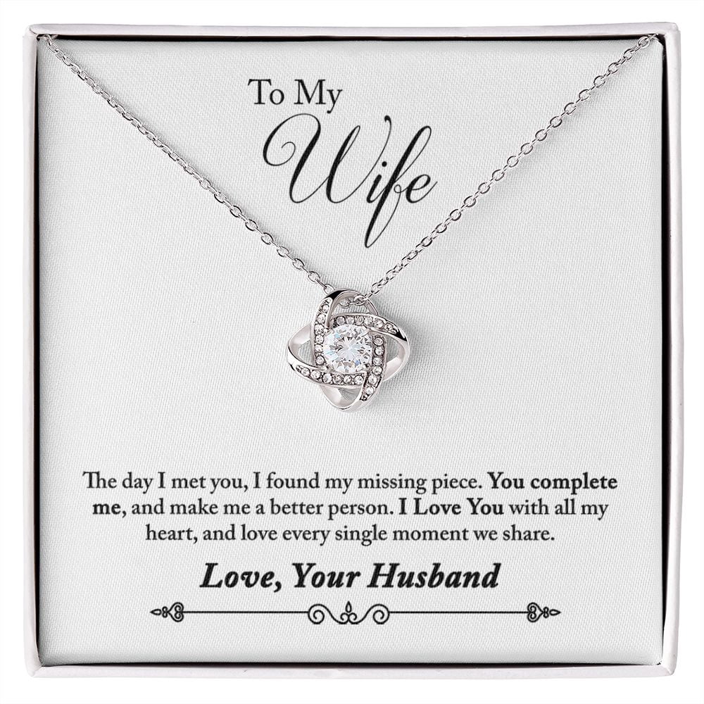 To My Wife You Complete Me Infinity Knot Necklace Message Card ...