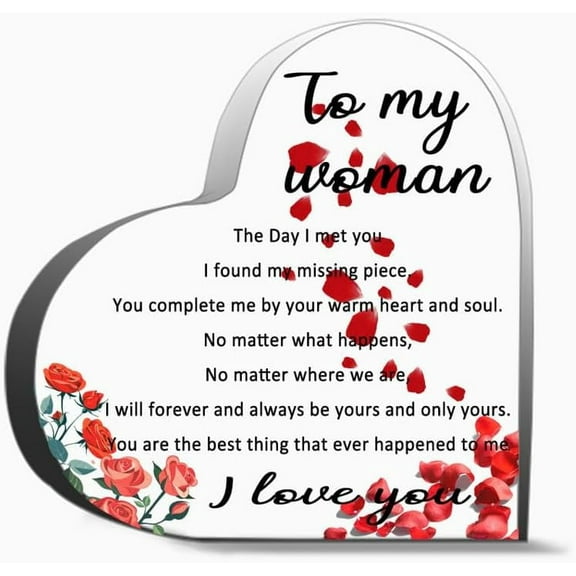 To My Woman The Day I Met You I Found My Missing Piece Unique Acrylic Heart Shaped Plaque Desk Decorations Present For Christmas Wedding Gifts