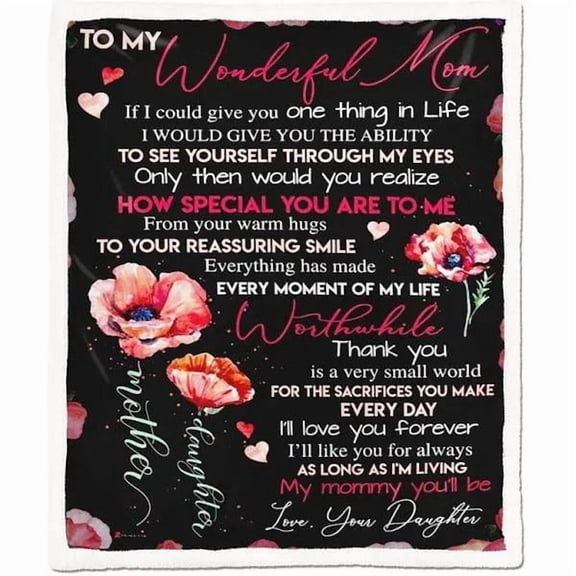 To My Wonderful Mom How Special You Are To Me Fleece Blanket Mom Home Decor Bedding Couch Sofa Soft, 30x40in Fleece Blanket