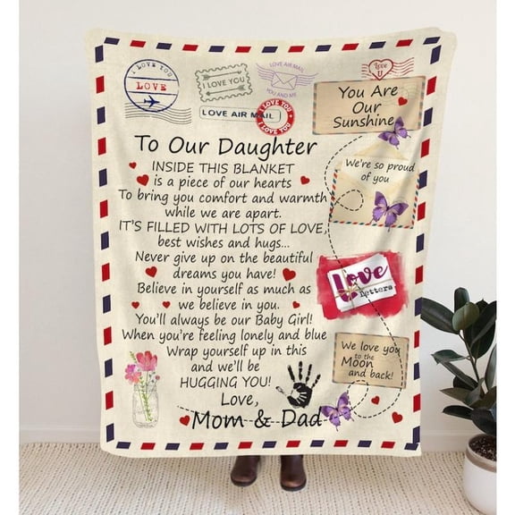 To Our Daughter Love Mom and Dad Letter Blanket Cozy Gift To Daughter From Parents Christmas Birthday Gift