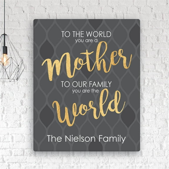 "To Our Family You Are The World" 16x20 Personalized Canvas