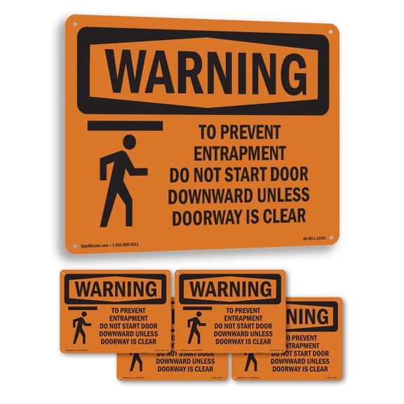 To Prevent Entrapment Do Not With Symbol OSHA WARNING Aluminum Sign 18 Inch x 12 Inch - 5 Pack