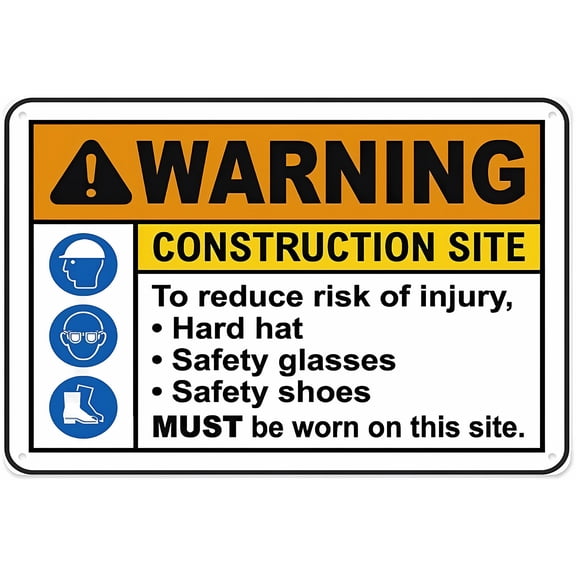 To Reduce Risk Of Injury Ppe Sign - 12×8 Inches, Aluminum Tin Warning, Home Outdoor Garden Workplace Safety Decor