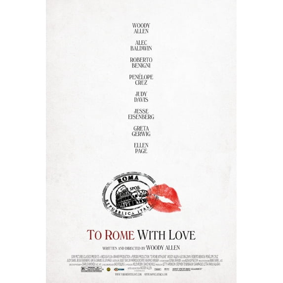 To Rome With Love Movie poster Metal Sign 8inx 12in Print on Metal 8x12 Square Adults Z Posters