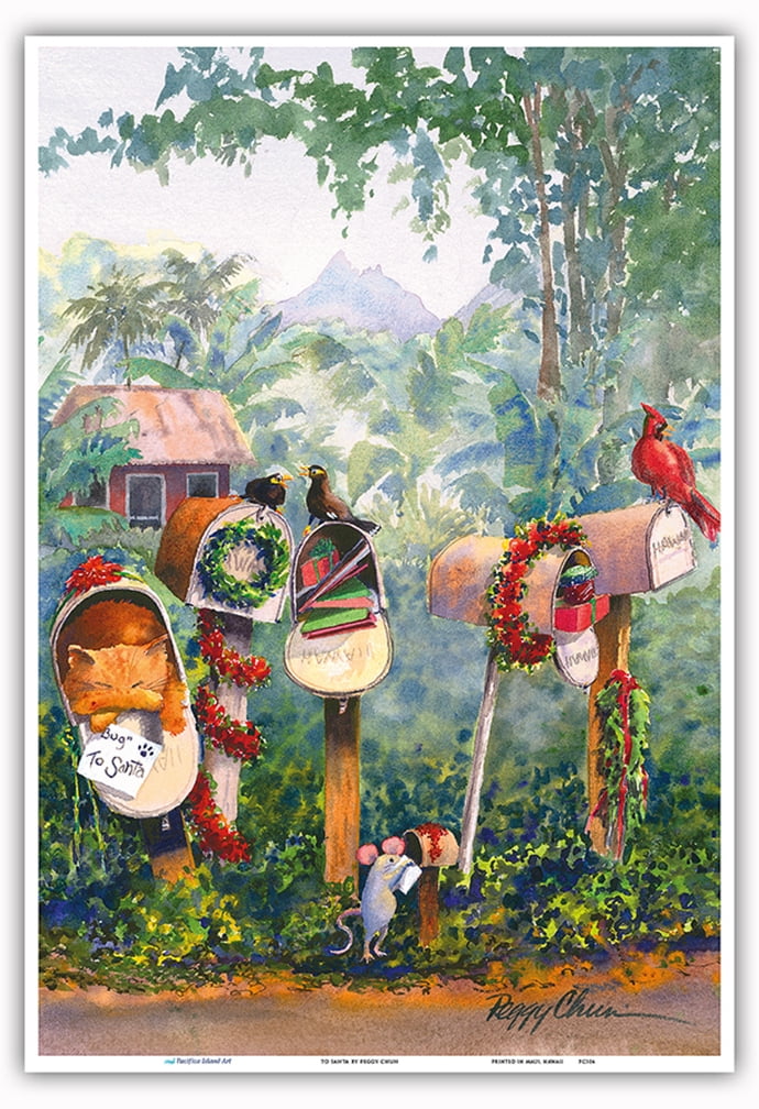 To Santa Hawaiian Christmas (Mele Kalikimaka) Letters in Mailbox