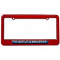 thumbnail image 1 of To Serve And Protect, Thin Blue Line Police License Plate Tag Frame, Multiple Colors, 1 of 1