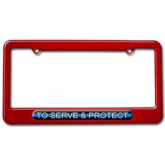 To Serve And Protect, Thin Blue Line Police License Plate Tag Frame, Multiple Colors