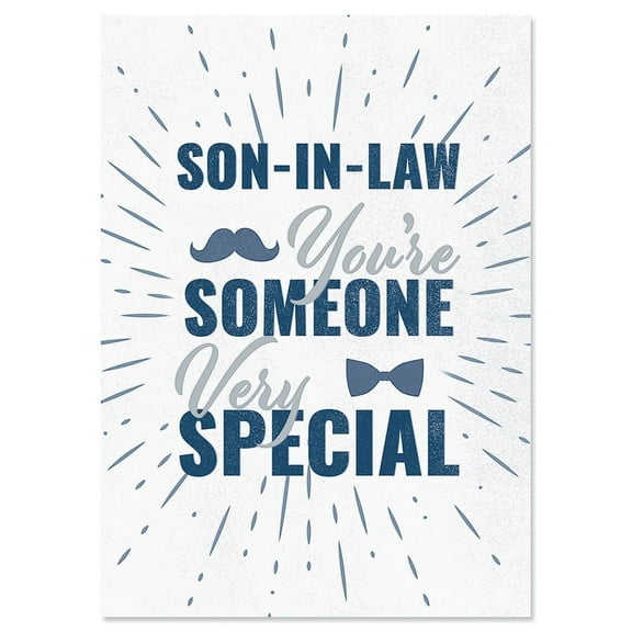 Current Son-in-Law Father’s Day Greeting Card with White Envelope, Happy Greetings for Any Father, Grandfather, Son, Husband, Brother, Uncle, or Step Dad, Large 5"x7" Single Card