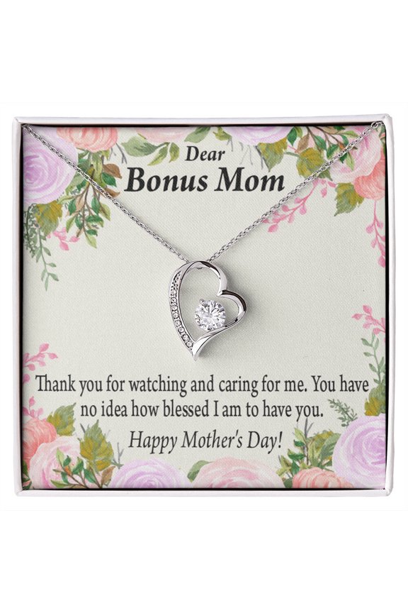 To Step Mom Bonus Mom Blessed to Have You Forever Necklace w Message Card