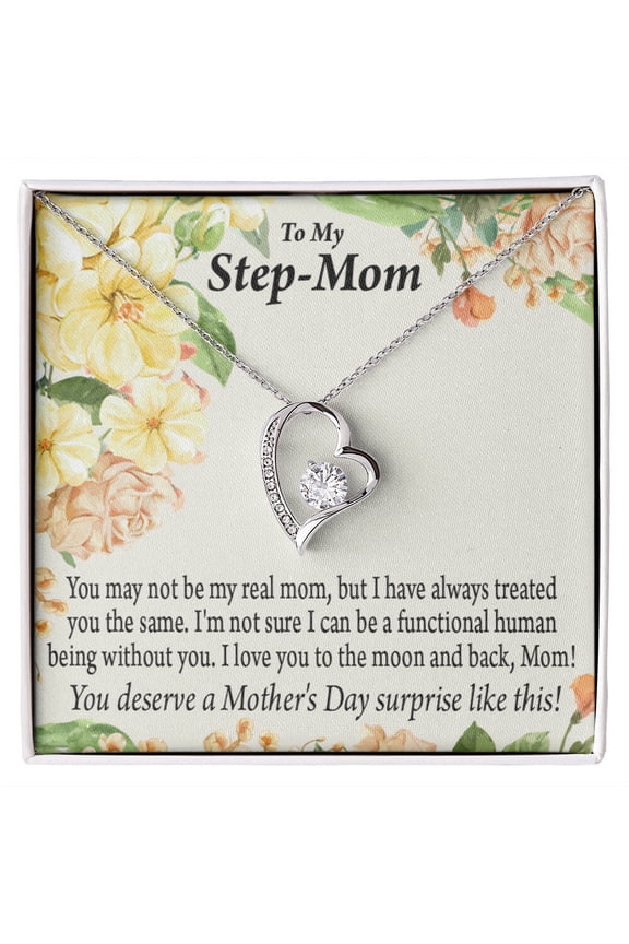 To Step Mom Bonus Mom Moon and Back Forever Necklace w Message Card
