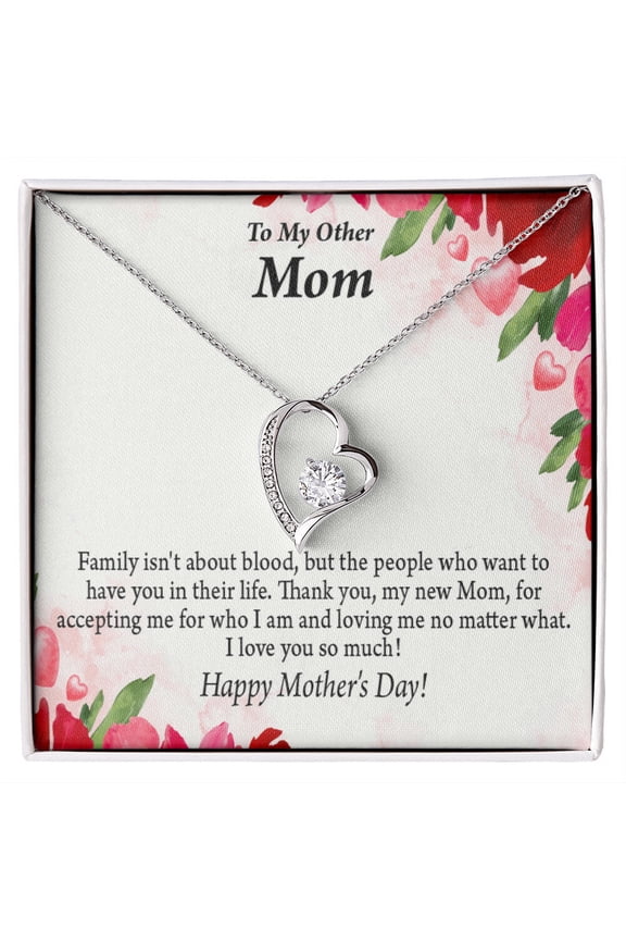 To Step Mom Bonus Mom My Unbiological Mom Forever Necklace w Message Card