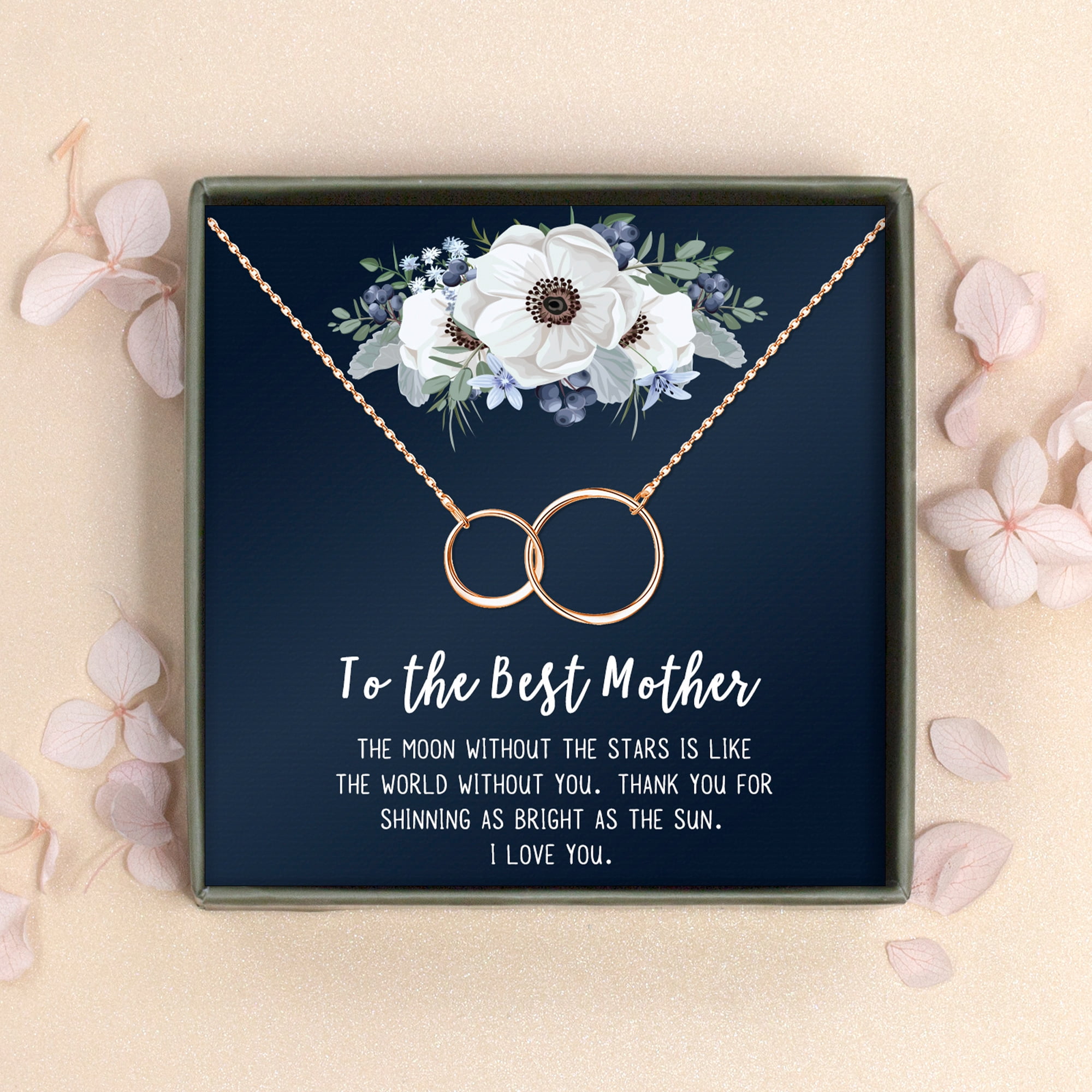To The Best Mother Mother's Day Gift, Gift for Her, Gift for Her, Mother's Day Jewelry with Card, Card and Necklace Set for Mother's Day, Gift for Mom [Rose Gold Infinity, No-Personalized Card]