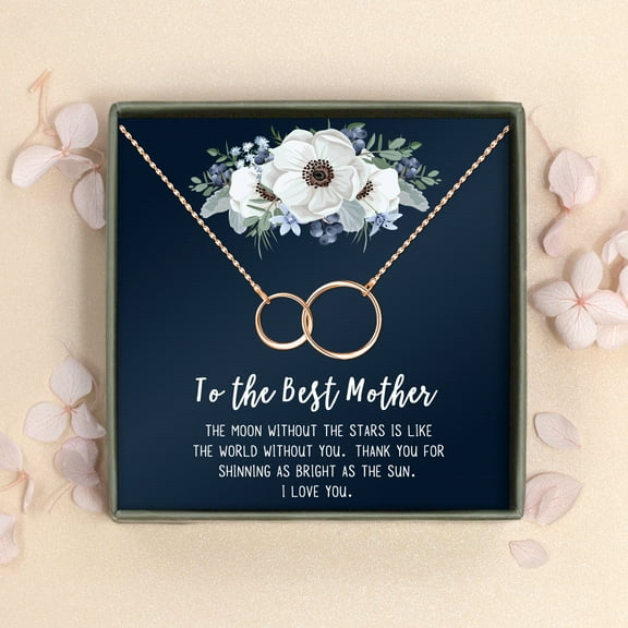To The Best Mother Mother's Day Gift, Gift for Her, Gift for Her, Mother's Day Jewelry with Card, Card and Necklace Set for Mother's Day, Gift for Mom [Rose Gold Infinity, No-Personalized Card]
