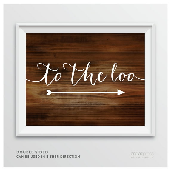 To The Loo Rustic Wood Wedding Party Directional Signs, Double-Sided