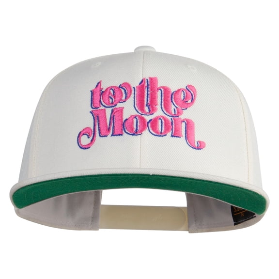 To The Moon Embroidered Wool Blend Prostyle Snapback - White OSFM