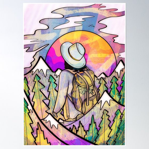 To The Mountains I Go Poster Wall Art, Modern Wall Decor, 12x18 UNFRAMED