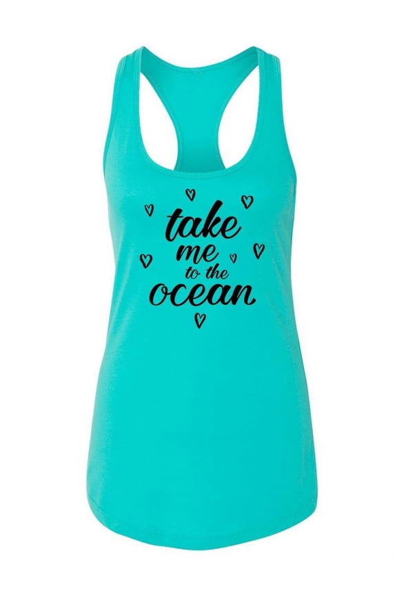 To The Ocean Quote Racerback Tank Women -Image by Shutterstock, Female Small