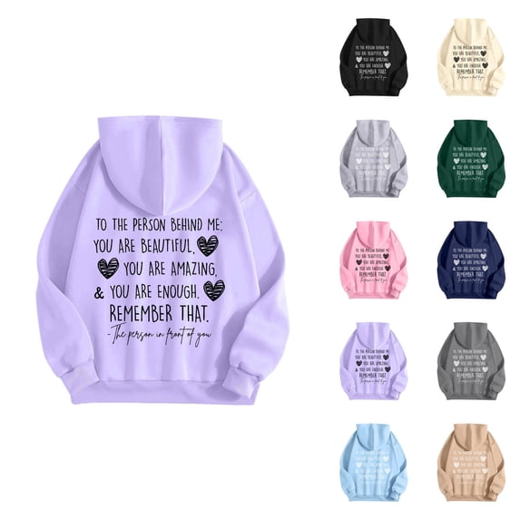 To The Person Behind Me Hoodies for Women 2026 Trendy Long Sleeve You Are Enough Graphic Sweatshirt with Pockets Pullover Top