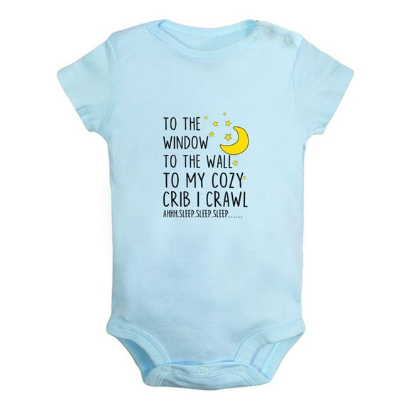 To The Window To The Wall To My Cozy Crib I Crawl Funny Rompers For Babies, Newborn Baby Unisex Bodysuits, Infant Jumpsuits, Toddler 0-12 Months Kids One-Piece Oufits (Blue, 6-12 Months)