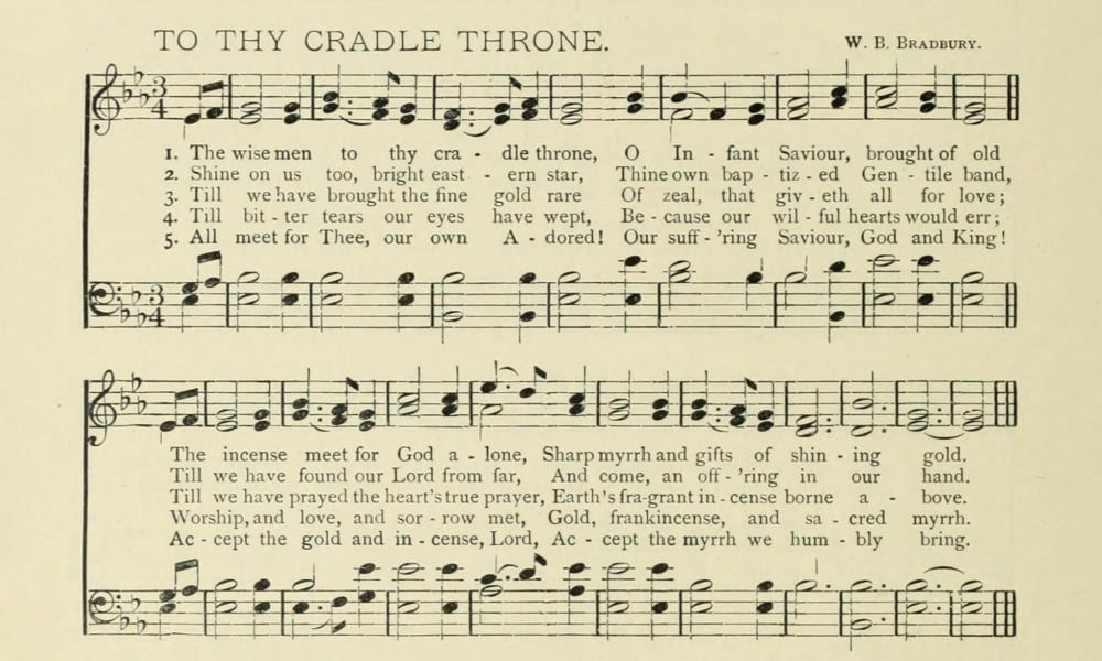 To Thy Cradle Throne Christmas in Song 1891 Canvas Art -  (18 x 24)