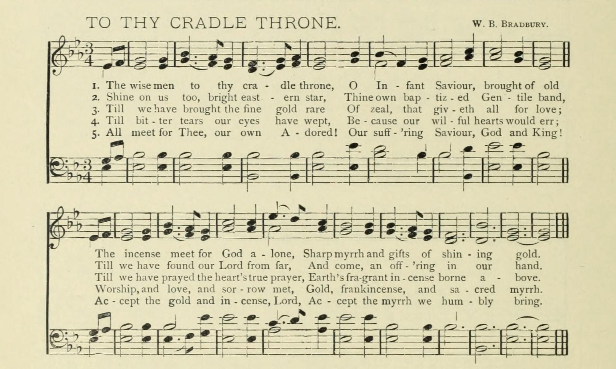 To Thy Cradle Throne Christmas in Song 1891 Canvas Art - (24 x 36)