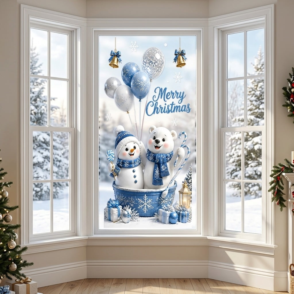 To Turn a Plain Window Into a Snow Day, Add These Blue Christmas Window ...