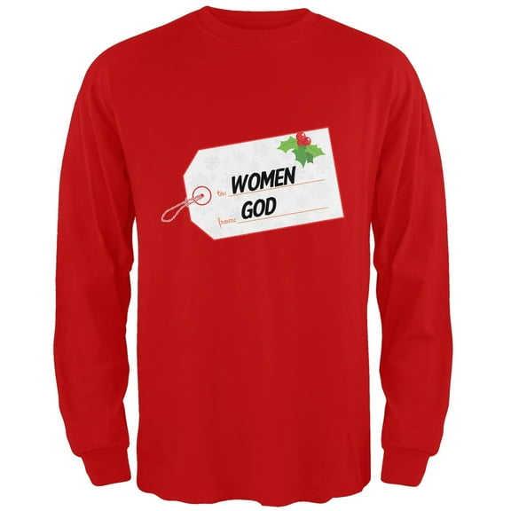 To Women From God Christmas Tag Red Adult Crew Neck Sweatshirt - Small