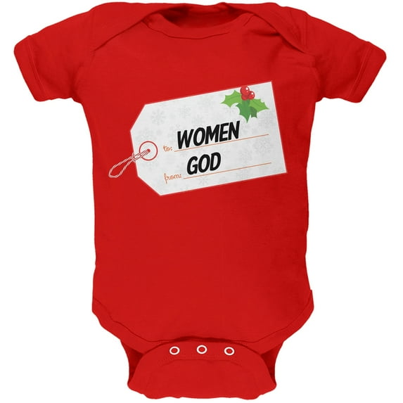 To Women From God Christmas Tag Red Baby One Piece - 12-18 months