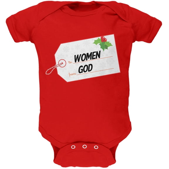 To Women From God Christmas Tag Red Baby One Piece - 3-6 months