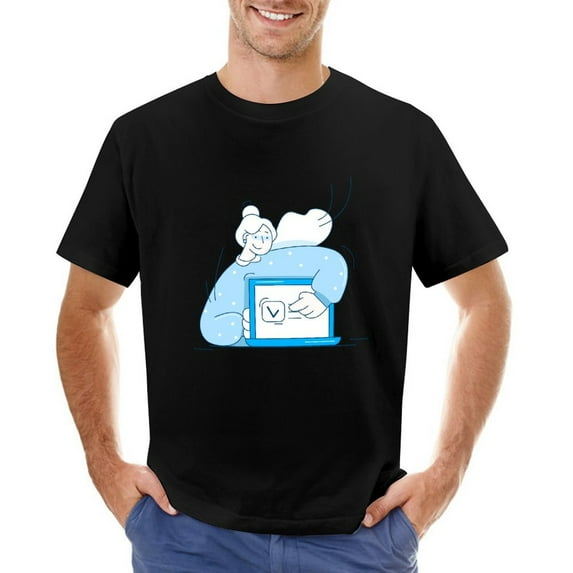 To-add Men’s T-Shirt 100% Cotton Casual Short Sleeve Tops Gift Tee Black S