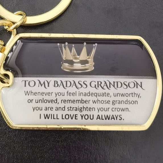 To my badass Son Daughter Necklace, Straighten Your Crown Dog Tag, This personalized necklace gift from mom and dad is the perfect present for birthdays, holidays, and Christmas(7)