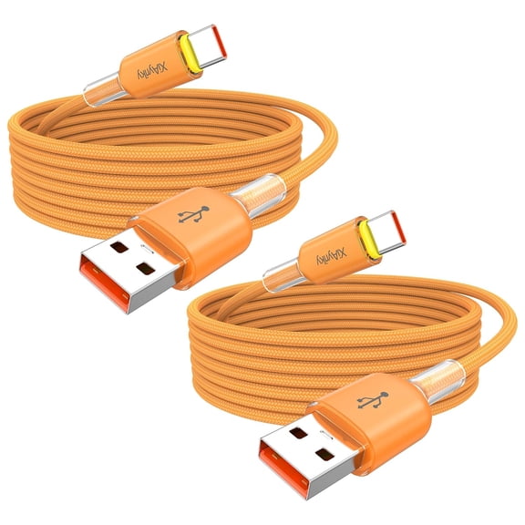 To- cable 6 feet 2-pack, 3 to charging cable & 480 data cable support/, suitable for 17/16/15, Samsung 25/24, 11/10 generation, orange braided