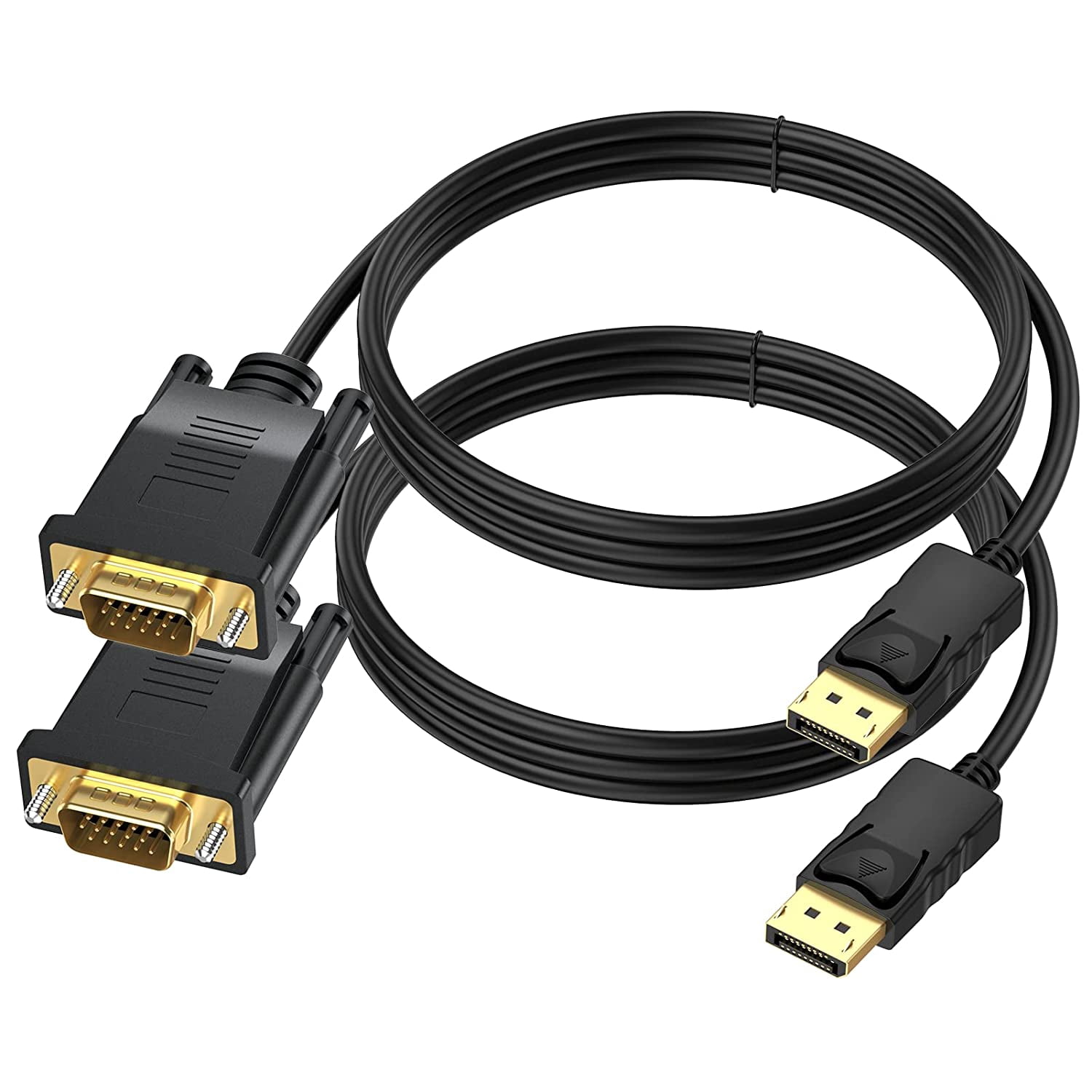 To cable 6 feet, 2 pack to converter cable male to male video 1080 suitable for computer, monitor, TV, projector