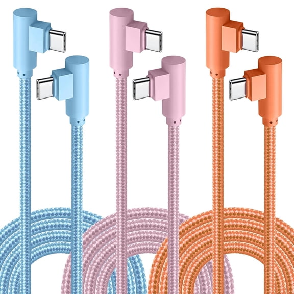 To cable, 6 feet right angle power transmission 60 watt fast charging cable 3 pack cable compatible 17/17/17/16/16/16/15/15/