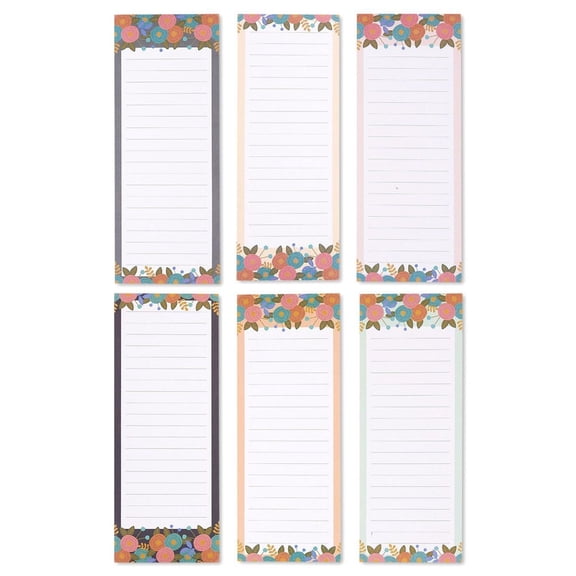 To-do-List Notepad - 6-Pack Magnetic Notepads, Grocery List Magnet Pad Stationery for To Do List, Modern Floral Designs, 60 Sheets Per Pad
