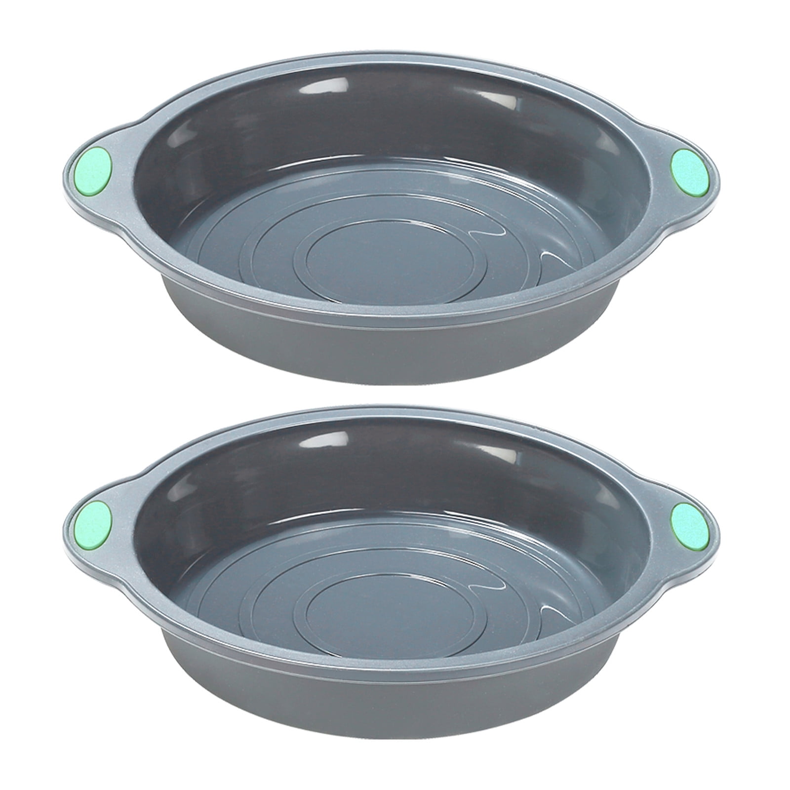 9-Inch Gray Silicone Round Non-Stick Cake Pans with Metal Frame, Set of 2