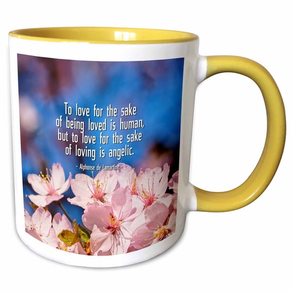 To love for the sake of being love is human.. Lamartine quote 15oz Two-Tone Yellow Mug mug-311524-13