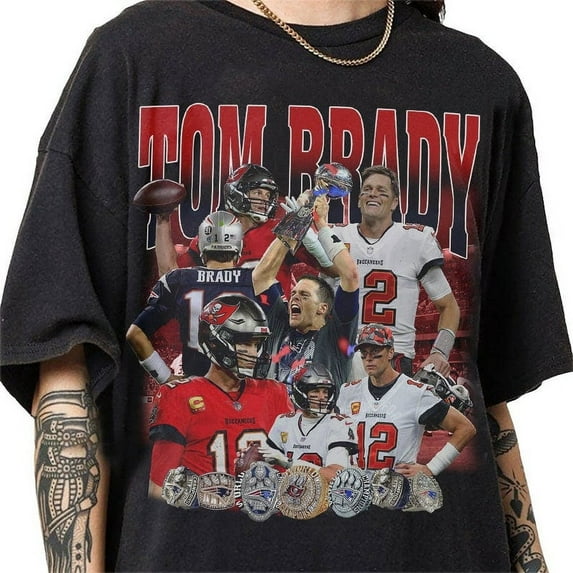 To.m Br.ady Football 90s Vintage Bootleg Style T-Shirt, Classic Retro Graphic Unisex Tee Gift For Men and Women,Black color,size L