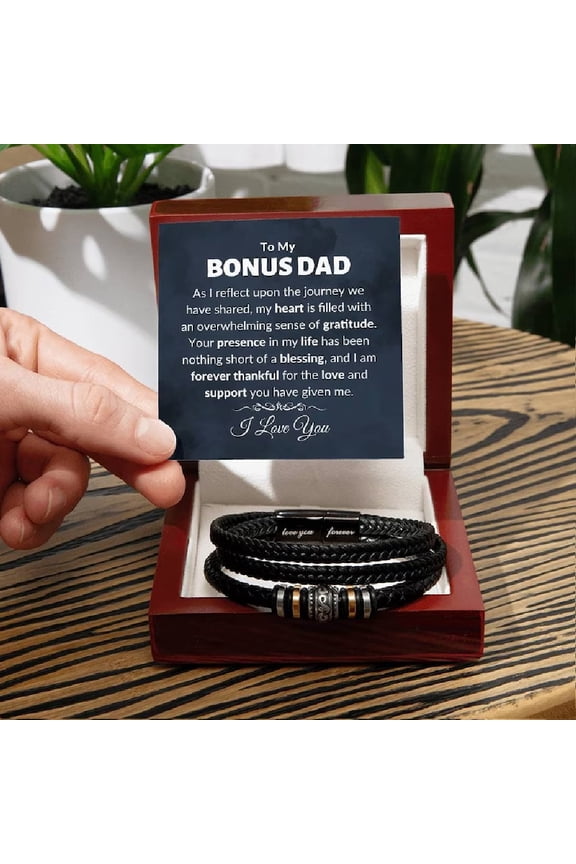 To my Bonus Dad | Dad Gift, Vegan Leather Bracelet, Stepped Up dad, Step Father, Fathers Day, Birthday