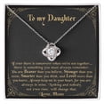 thumbnail image 1 of To my Daughter Always keep me in your heart - Halloween Gift - Love Knot Necklace - White/Yellow Plated - Message Card & Gift Box, 1 of 5
